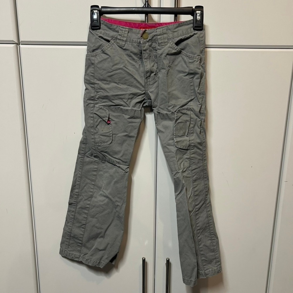 Unionbay Girls Gray Cargo Pants Pink Contrast Size 7 Utility Cotton Trousers